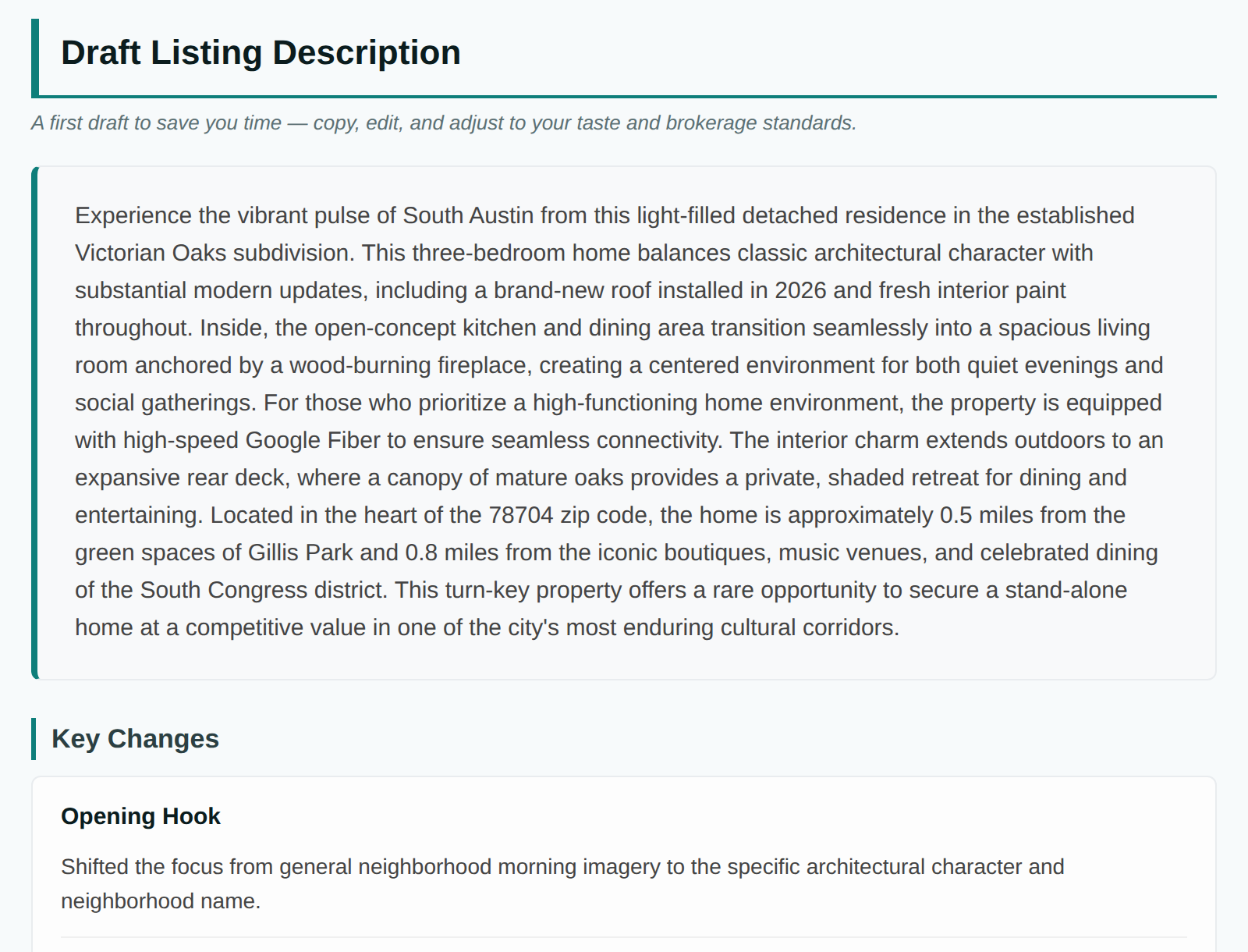 Optimized listing description preview