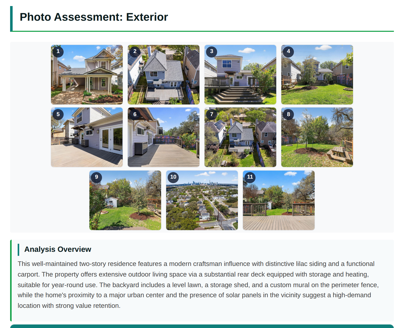Exterior assessment with recommendation preview